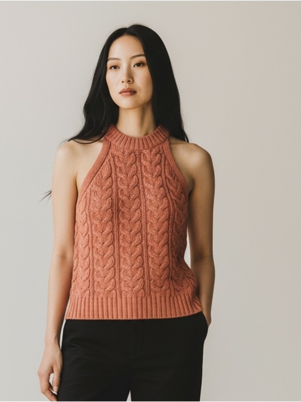 a new day Cable Knit Halter Tank in Rust